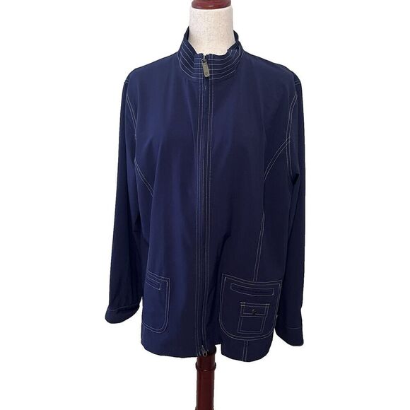 Chico’s Zenergy Full Zip Jacket Size 3 (XL) Blue Lightweight Windbreaker Stretch - Picture 1 of 11